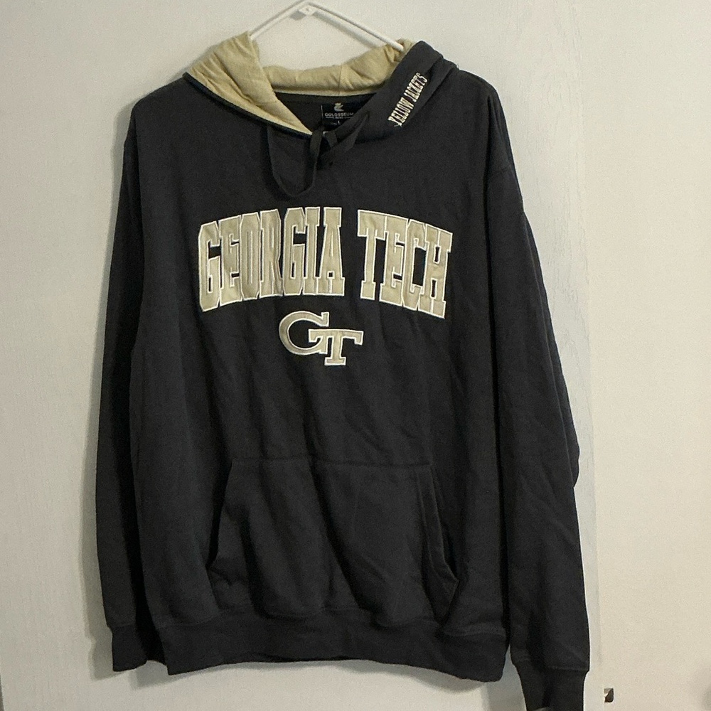 Colosseum Brand Men’s Georgia Tech Arch and Logo Pullover Hoodie  Grey L NEW